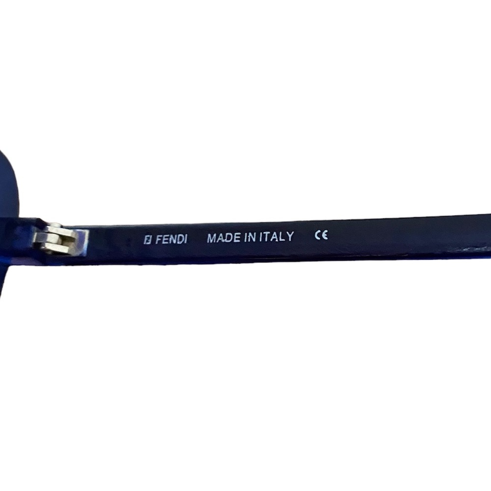 Rare 90s Vintage FENDI Blue Matte Dark Tint Square Shaped Sunglasses - Picture 7 of 11